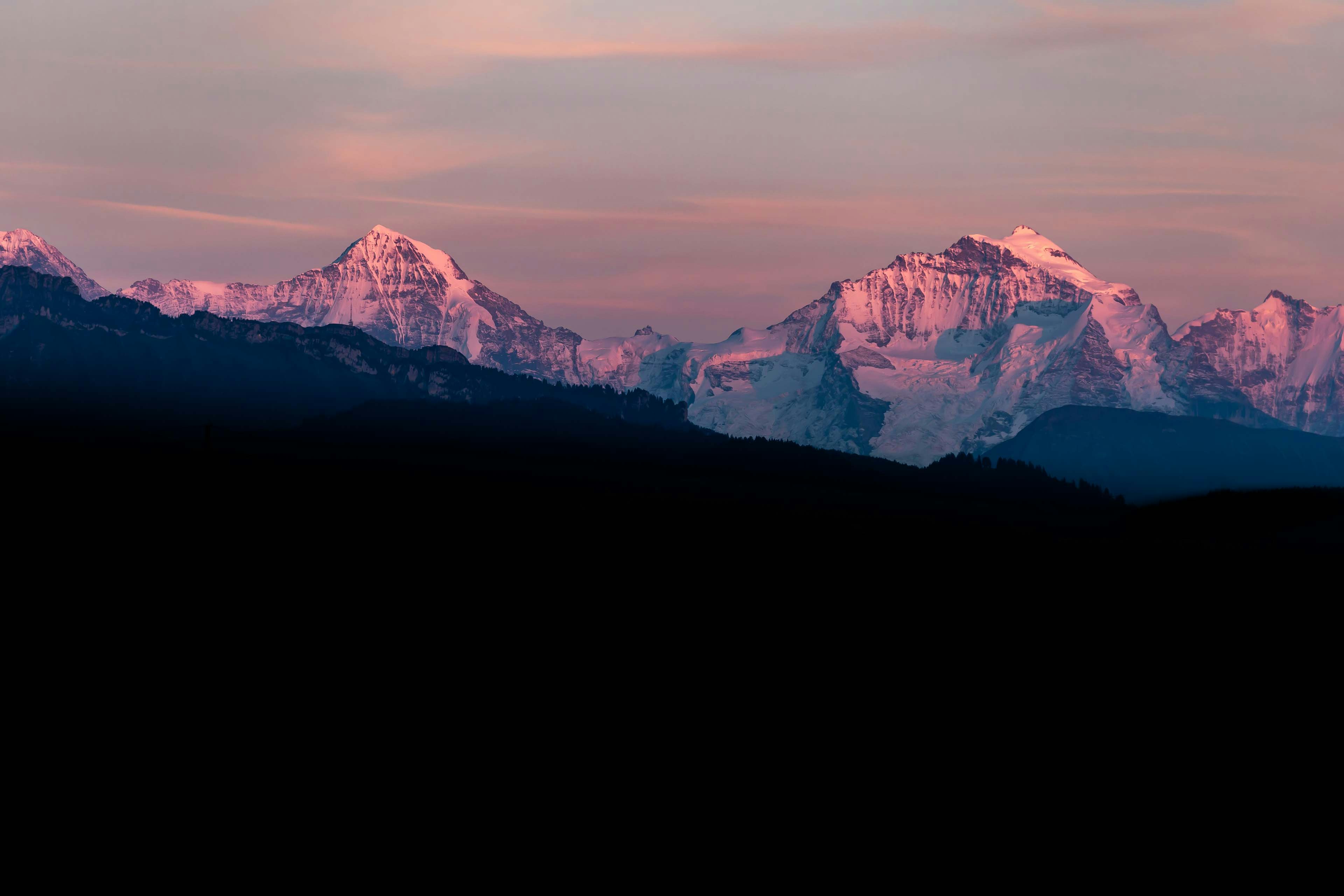 mountain peak covered with snow